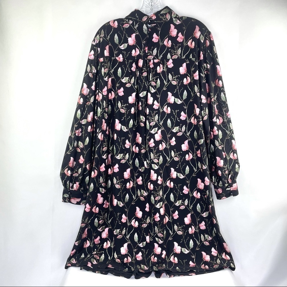 NWT Maree Pour Toi Floral Foil Print Long Sleeve Trapeze Dress Black Size 16 - Picture 8 of 12